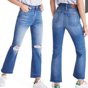Madewell Retro Ripped Knee Bootcut Crop Jeans